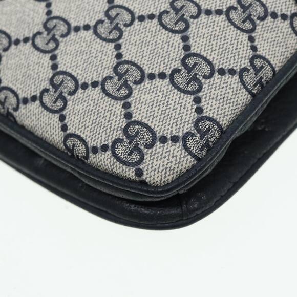 GUCCI GG Supreme Shoulder Bag Pvc Leather Navy Gold - Picture 11 of 16